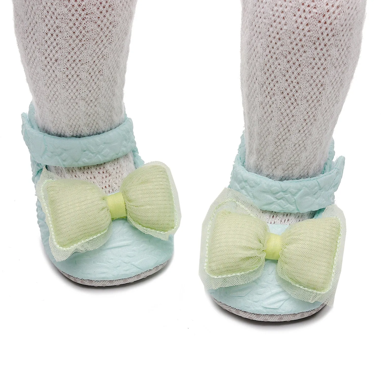 (0-18M)Embossed Bow Princess Soft Shoes