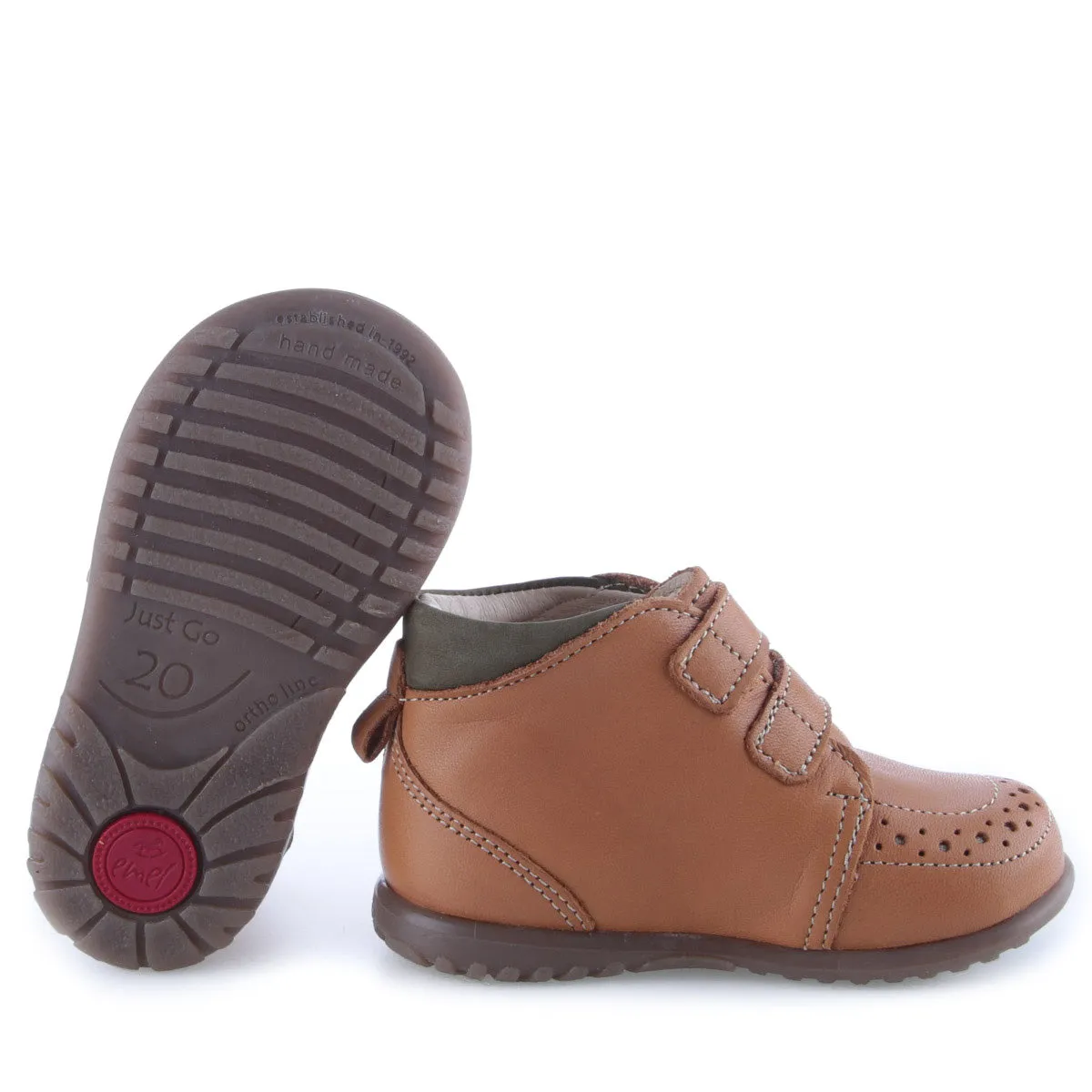 (2439B-10) Emel first shoes Brown velcro