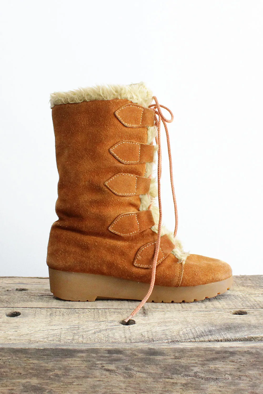 70s Suede Sherpa Boots 6.5