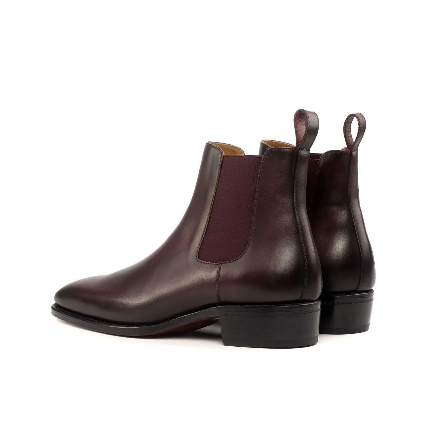 Ambrogio Bespoke Custom Men's Shoes Burgundy Calf-Skin Leather Chelsea Boots (AMB1944)