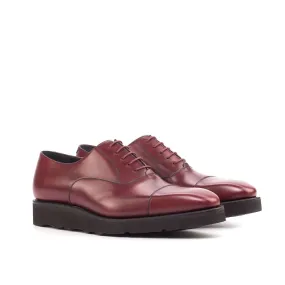 Ambrogio Bespoke Custom Men's Shoes Burgundy Calf-Skin Leather Oxfords (AMB1928)