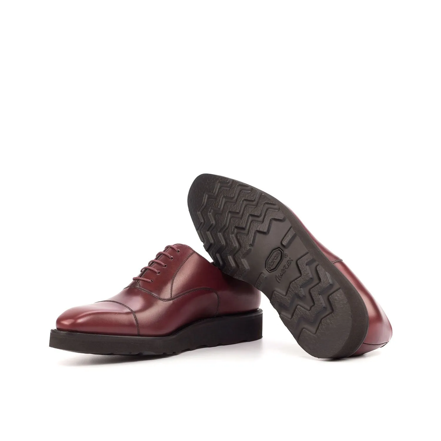 Ambrogio Bespoke Custom Men's Shoes Burgundy Calf-Skin Leather Oxfords (AMB1928)