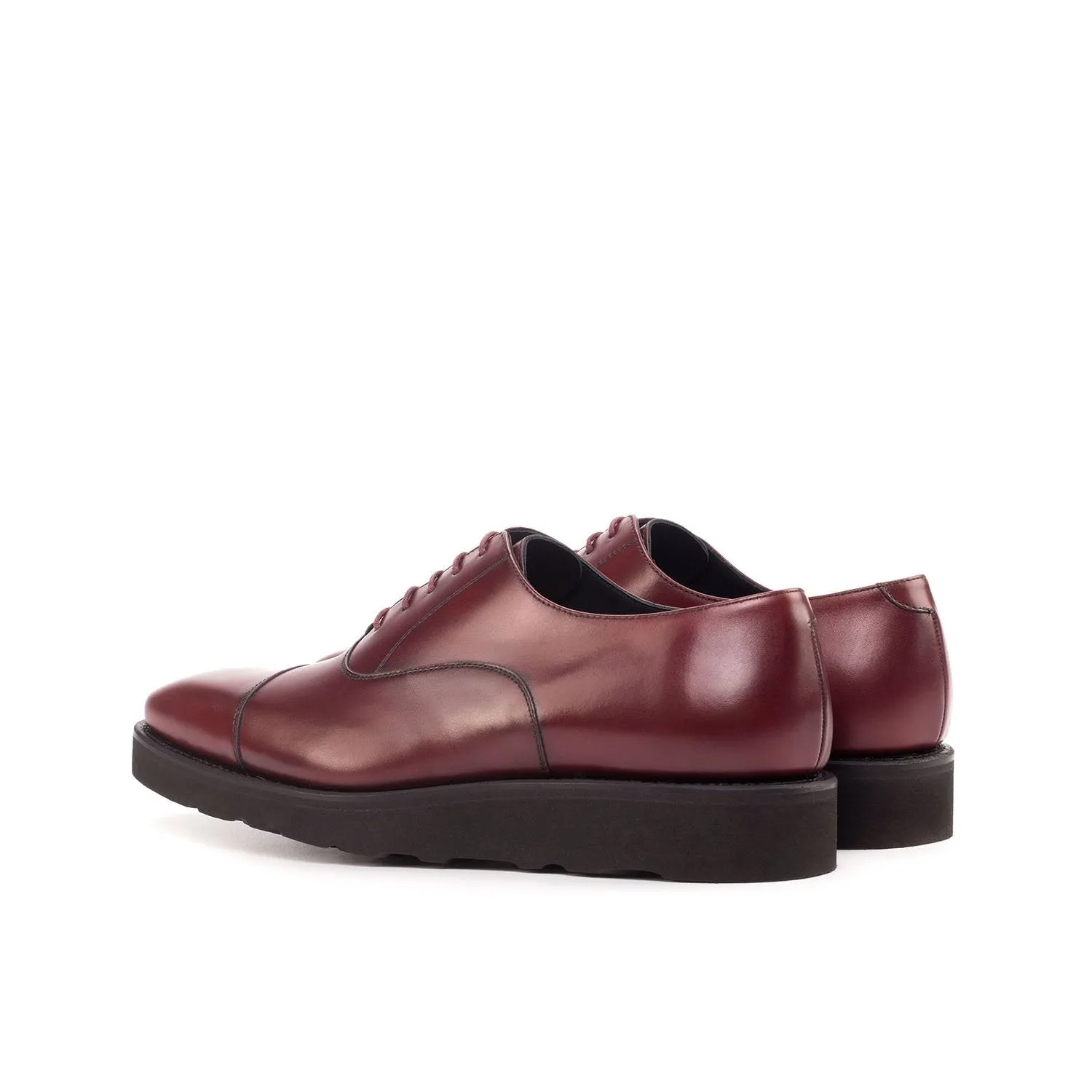 Ambrogio Bespoke Custom Men's Shoes Burgundy Calf-Skin Leather Oxfords (AMB1928)