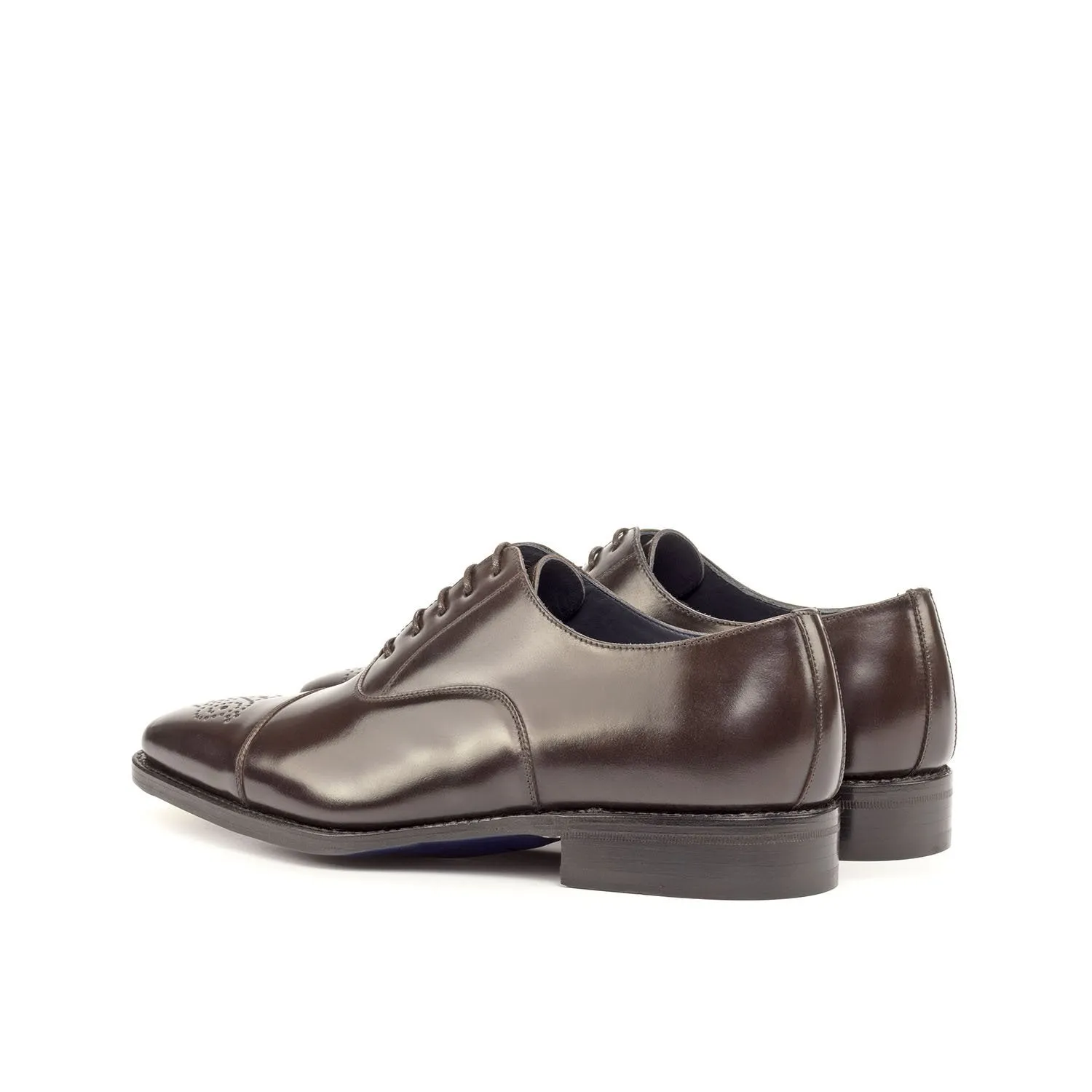 Ambrogio Bespoke Custom Men's Shoes Dark Brown Shell Cordovan Leather Oxfords (AMB1954)