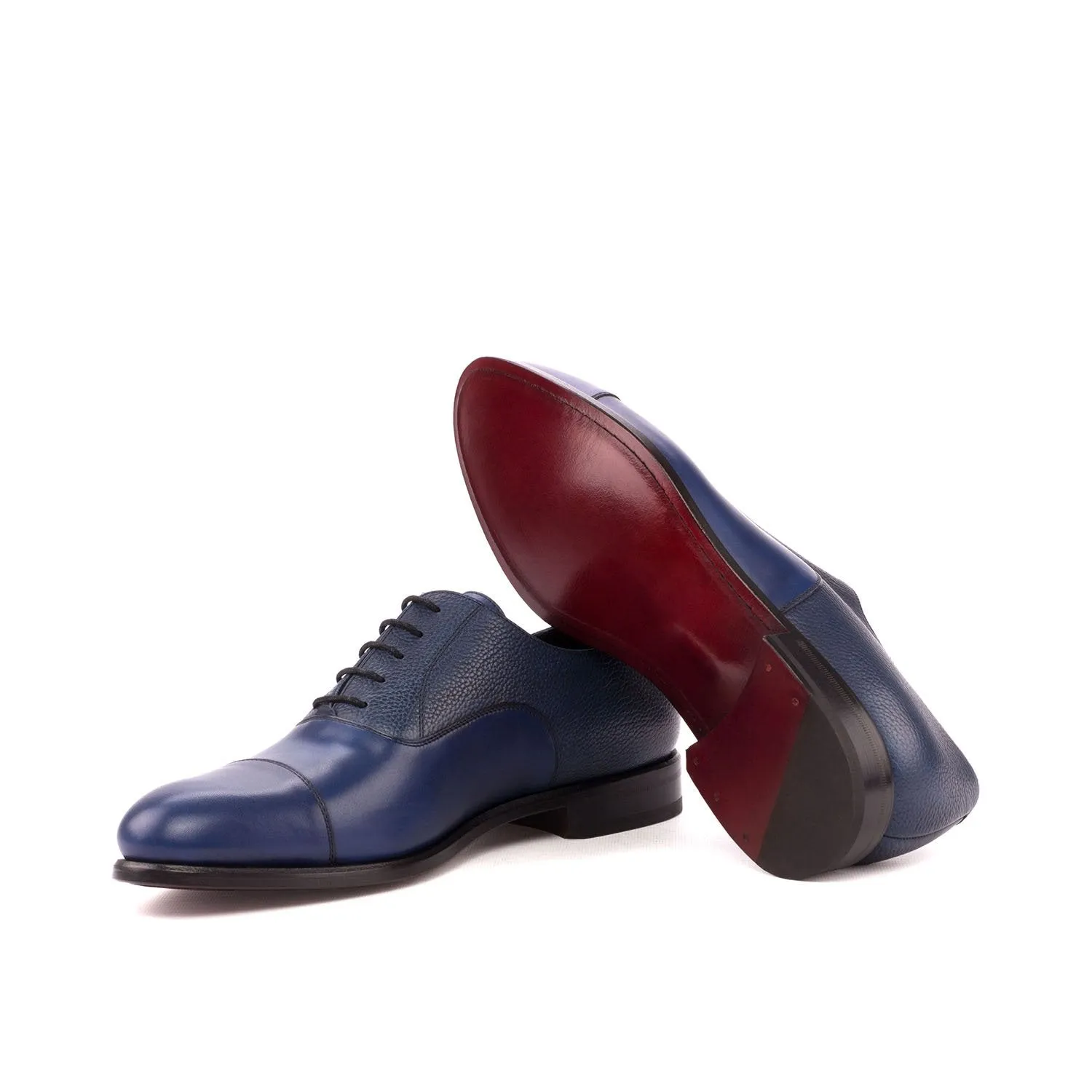 Ambrogio Bespoke Custom Men's Shoes Navy Full Grain / Calf-Skin Leather Oxfords (AMB2119)