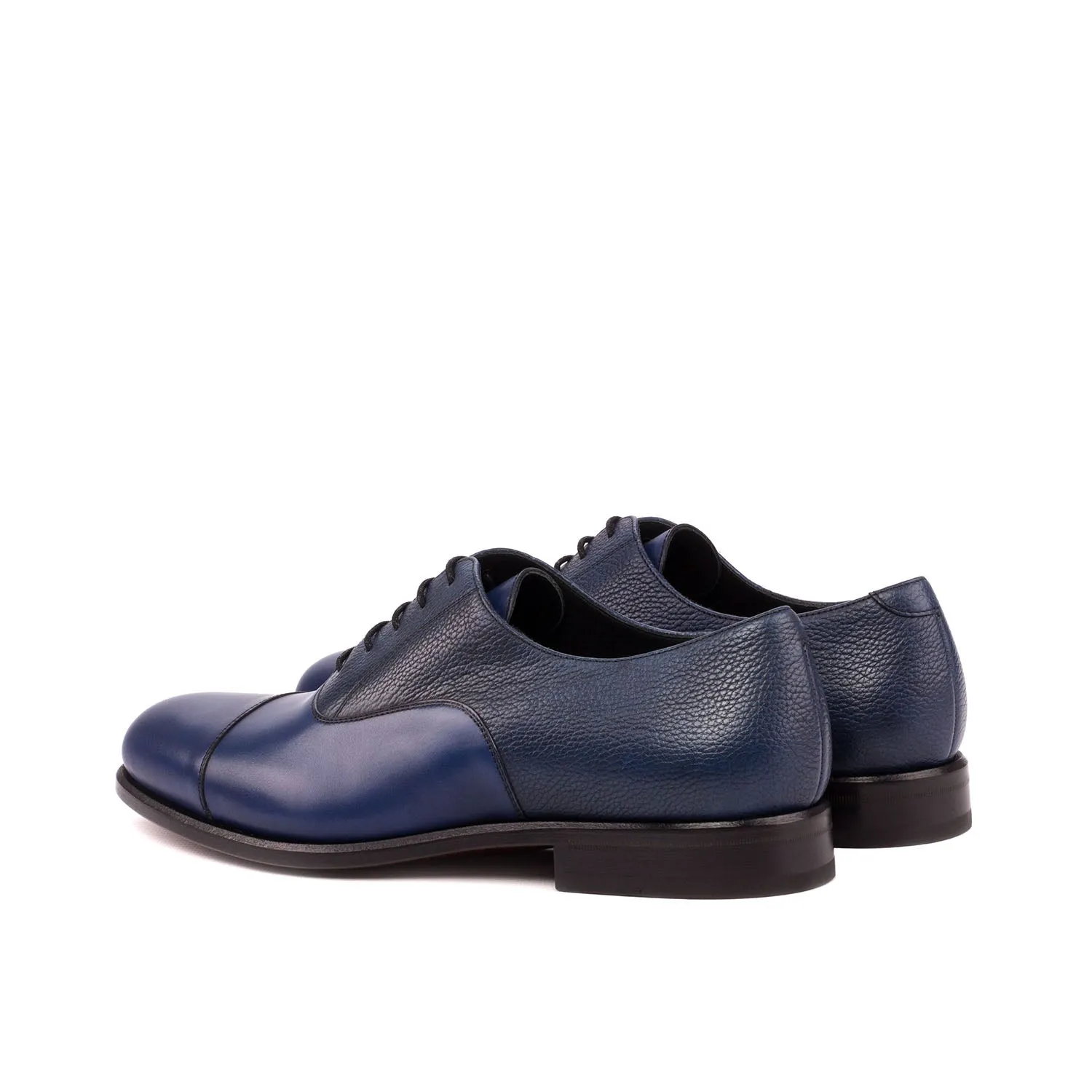 Ambrogio Bespoke Custom Men's Shoes Navy Full Grain / Calf-Skin Leather Oxfords (AMB2119)