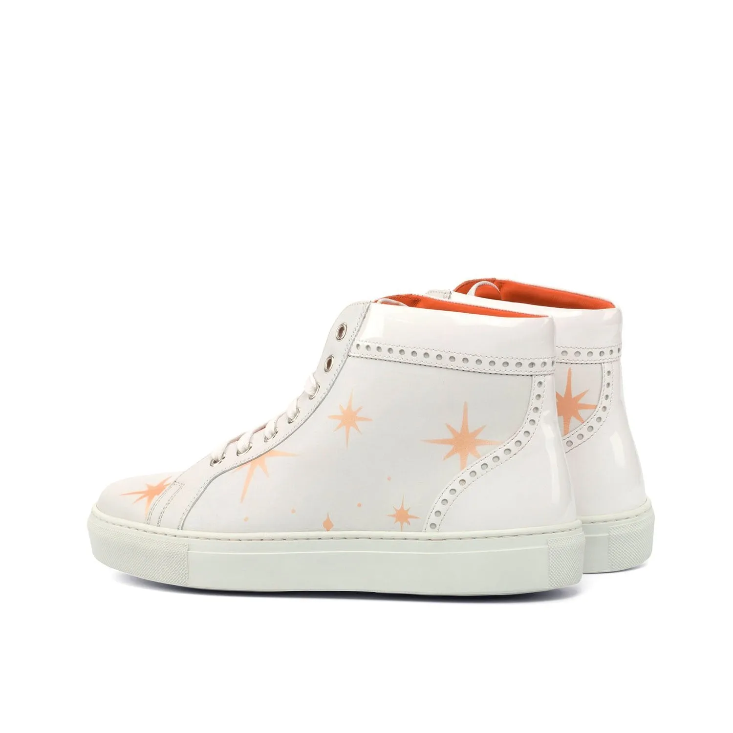 Ambrogio Bespoke Custom Women's Custom Made Shoes White Patent / Calf-Skin Leather High-Top Sneakers (AMBW1072)