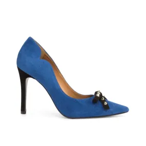 Ambrogio Bespoke Custom Women's Shoes Deep Blue Italian Suede Leather Genoa Pumps (AMBW1115)