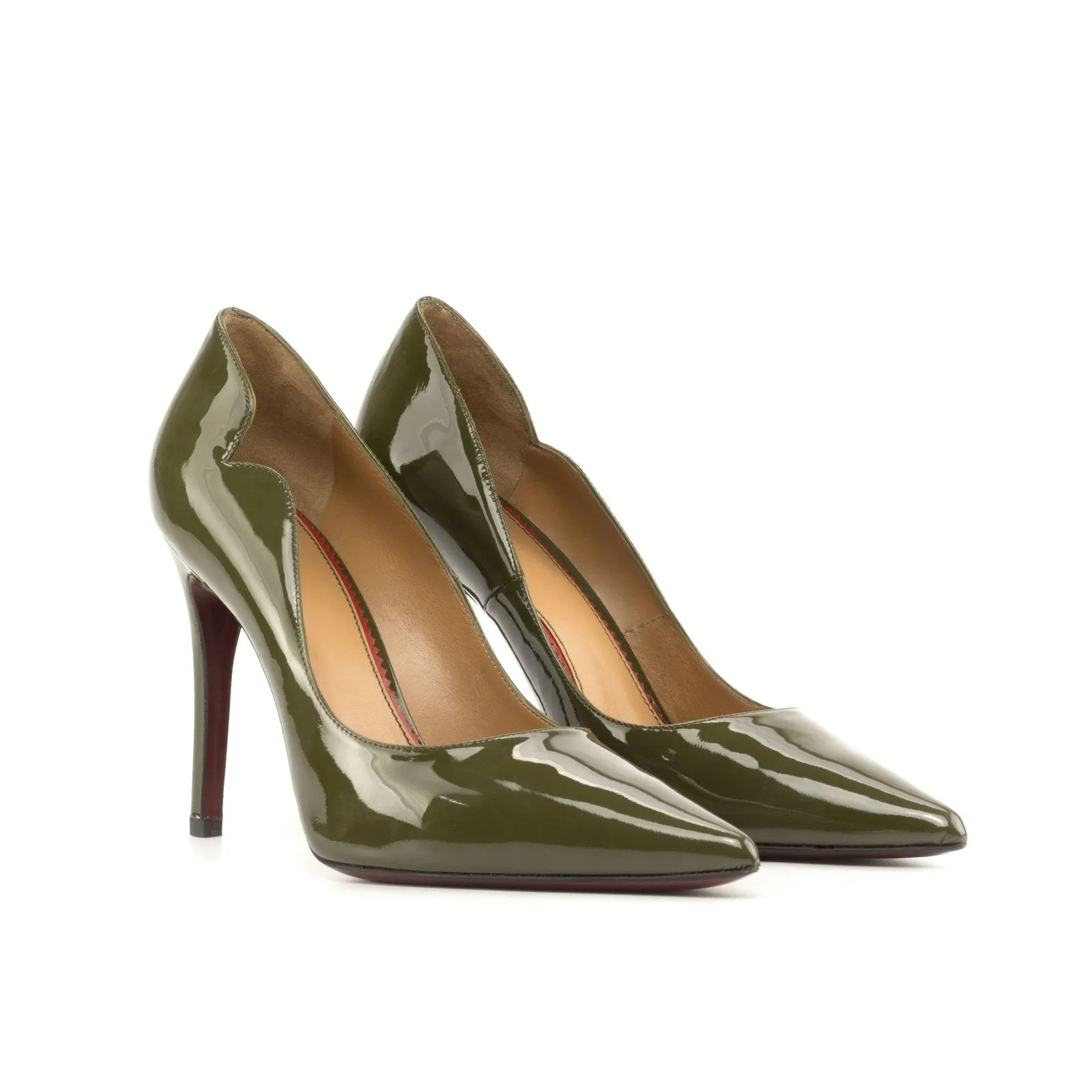 Ambrogio Bespoke Custom Women's Shoes Green Patent Leather Genoa Pumps (AMBW1105)