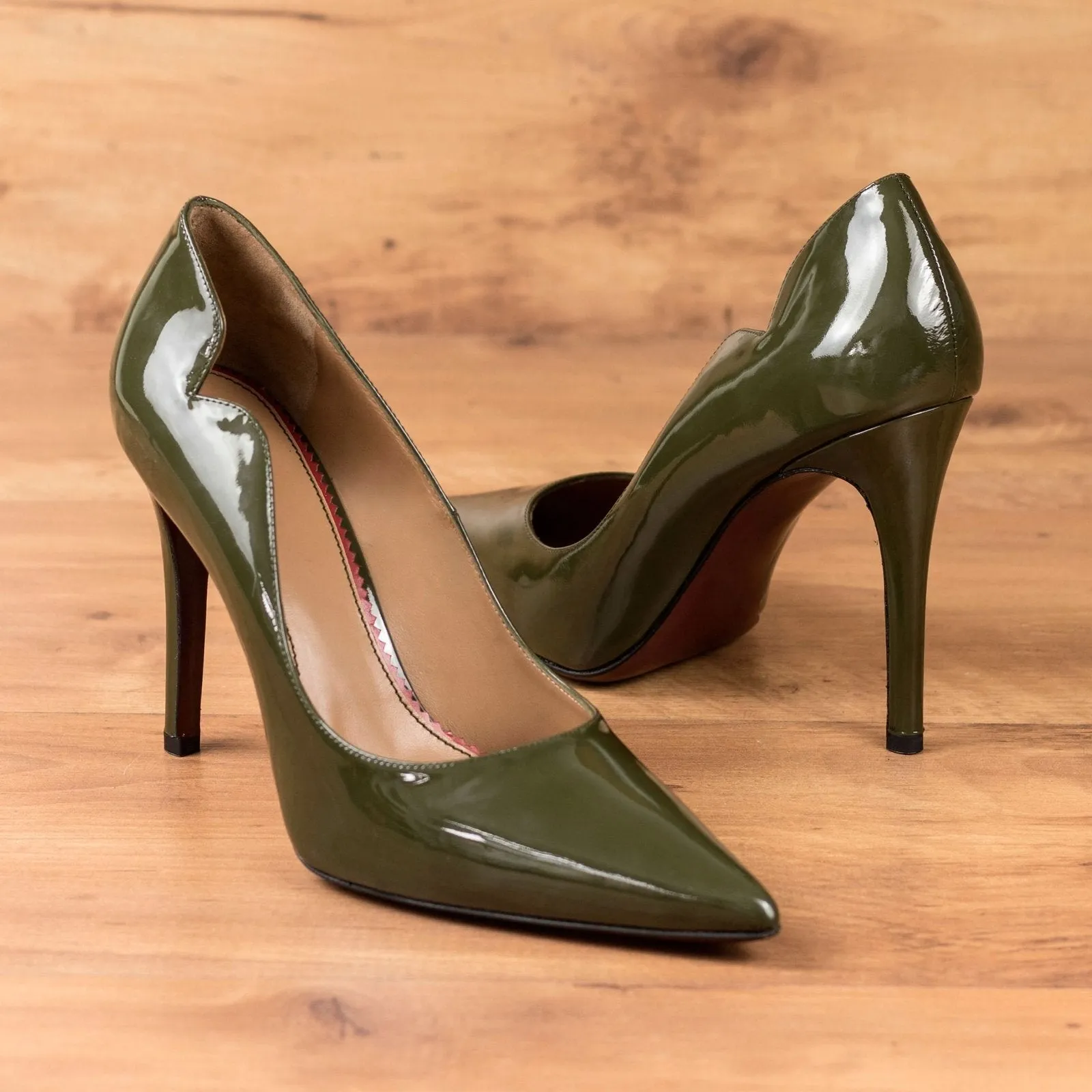 Ambrogio Bespoke Custom Women's Shoes Green Patent Leather Genoa Pumps (AMBW1105)