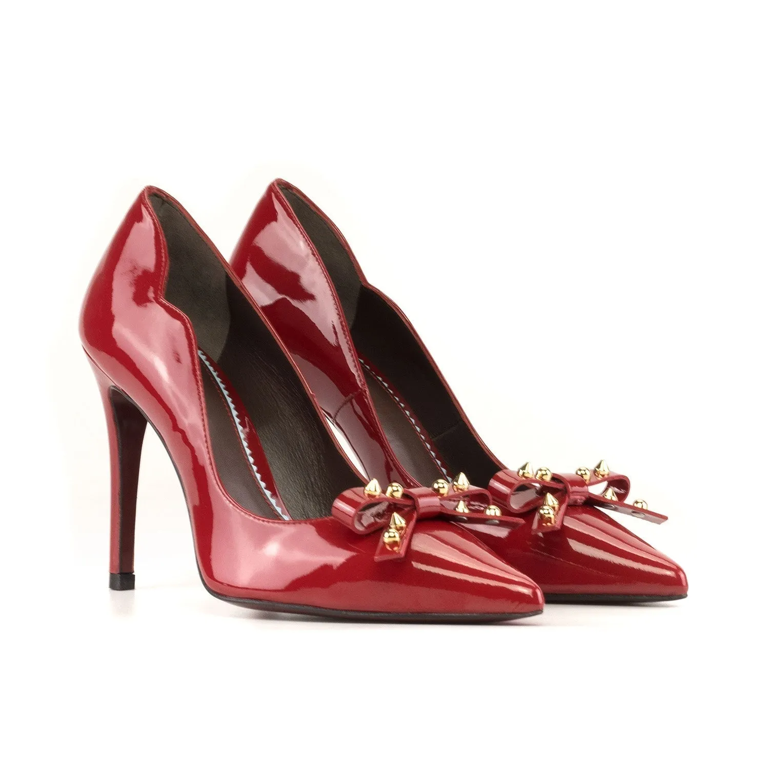 Ambrogio Bespoke Custom Women's Shoes Passion Red Patent Leather Genoa Pumps (AMBW1123)