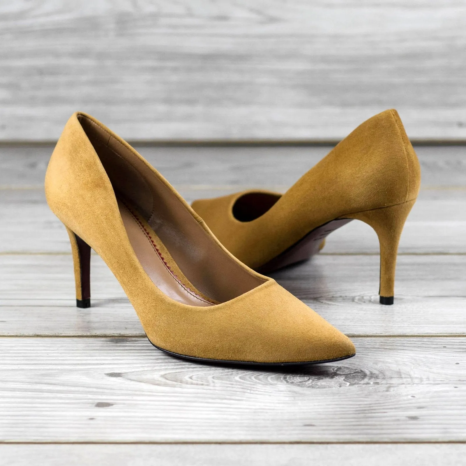 Ambrogio Bespoke Custom Women's Shoes Sand Dessert Italian Suede Leather Florence Pumps (AMBW1116)