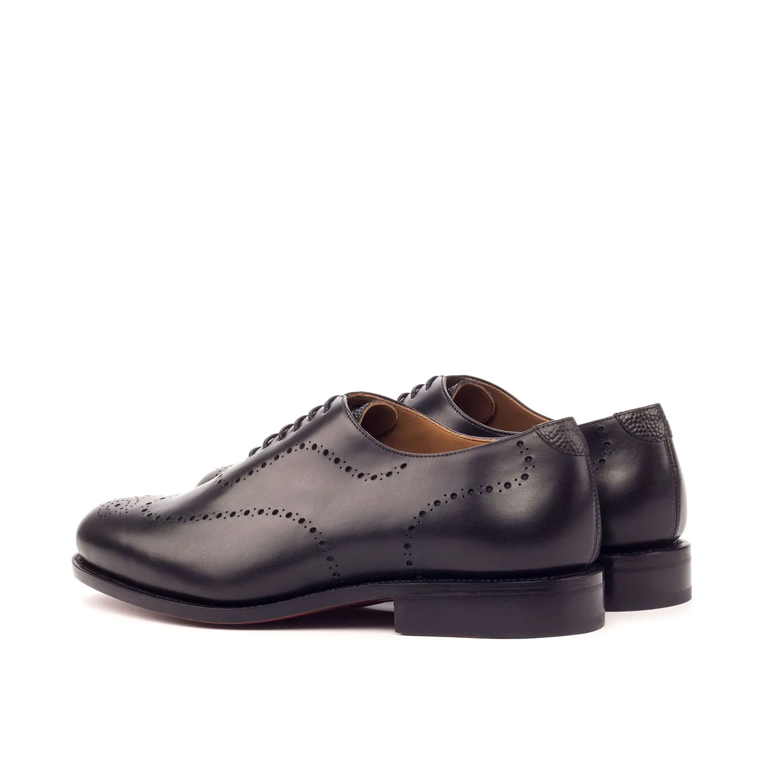 Ambrogio Bespoke Men's Handmade Custom Made Shoes Black Pebble Grain / Calf-Skin Leather Dress Oxfords (AMB1301)