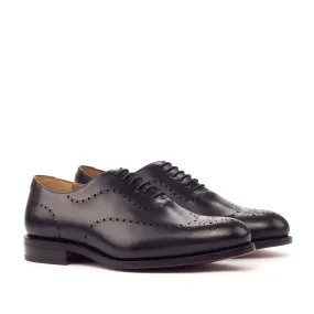 Ambrogio Bespoke Men's Handmade Custom Made Shoes Black Pebble Grain / Calf-Skin Leather Dress Oxfords (AMB1301)