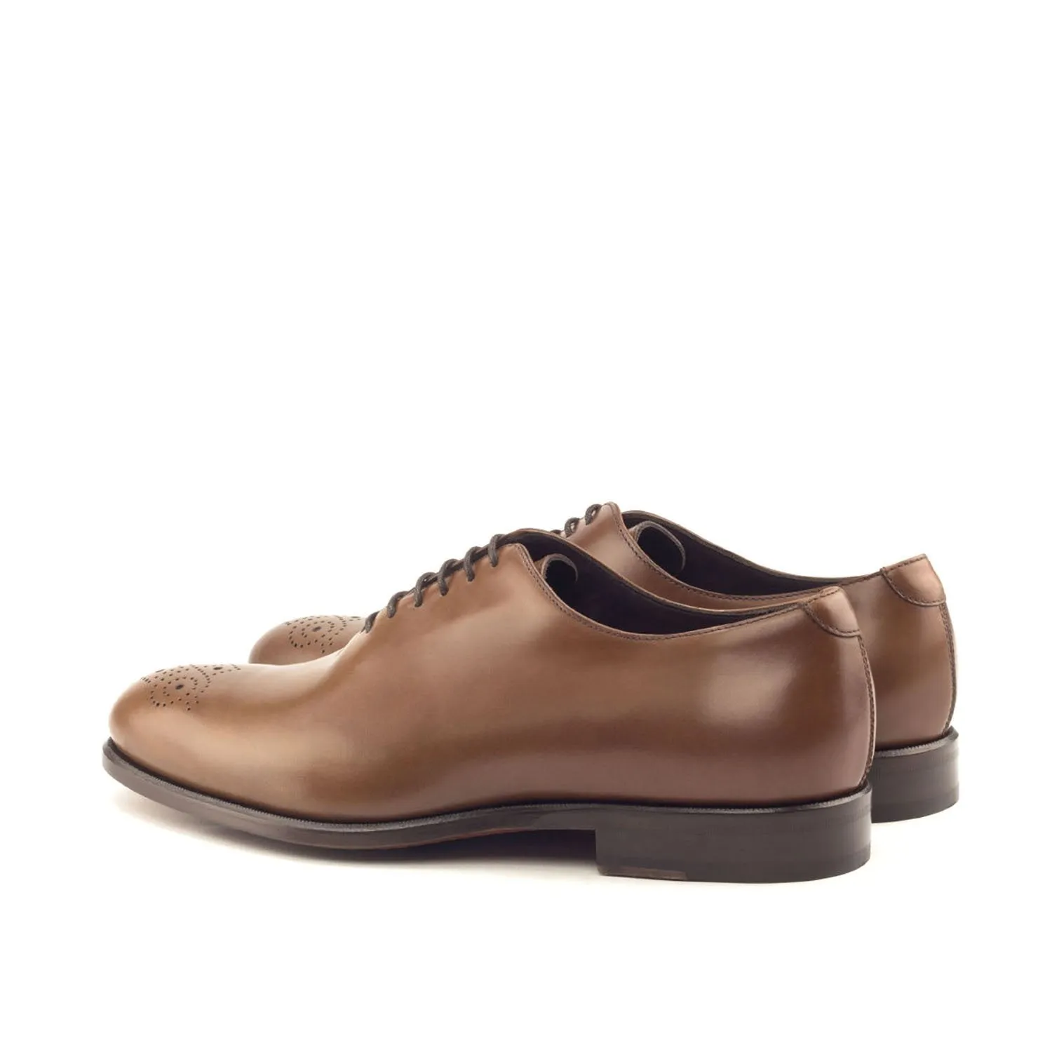 Ambrogio Bespoke Men's Handmade Custom Made Shoes Brown Polished Calf-SKin Leather Dress Oxfords (AMB1293)