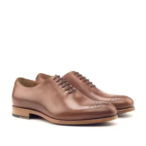 Ambrogio Bespoke Men's Handmade Custom Made Shoes Cognac Polished Calf-SKin Leather Dress Oxfords (AMB1292)