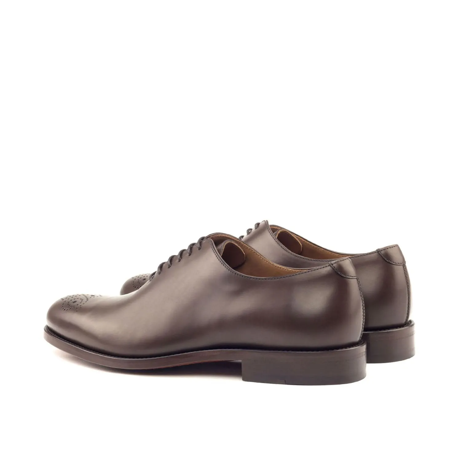 Ambrogio Bespoke Men's Handmade Custom Made Shoes Dark Brown Poblished Leather Dress Oxfords (AMB1286)