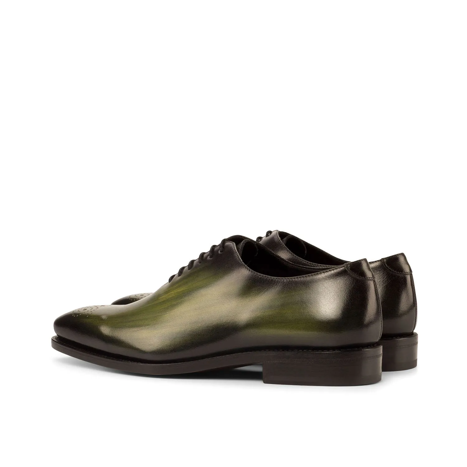 Ambrogio Bespoke Men's Handmade Custom Made Shoes Green Patina Leather Dress Oxfords (AMB1288)