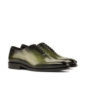 Ambrogio Bespoke Men's Handmade Custom Made Shoes Green Patina Leather Dress Oxfords (AMB1288)