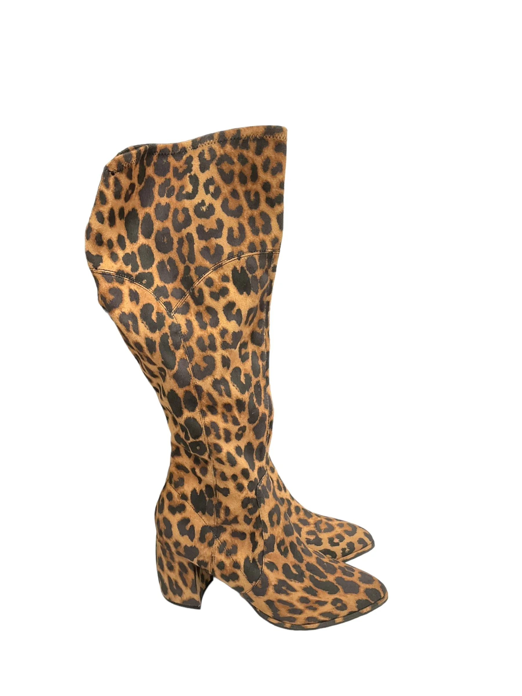 Animal Print Boots Knee Heels Marc Fisher, Size 9