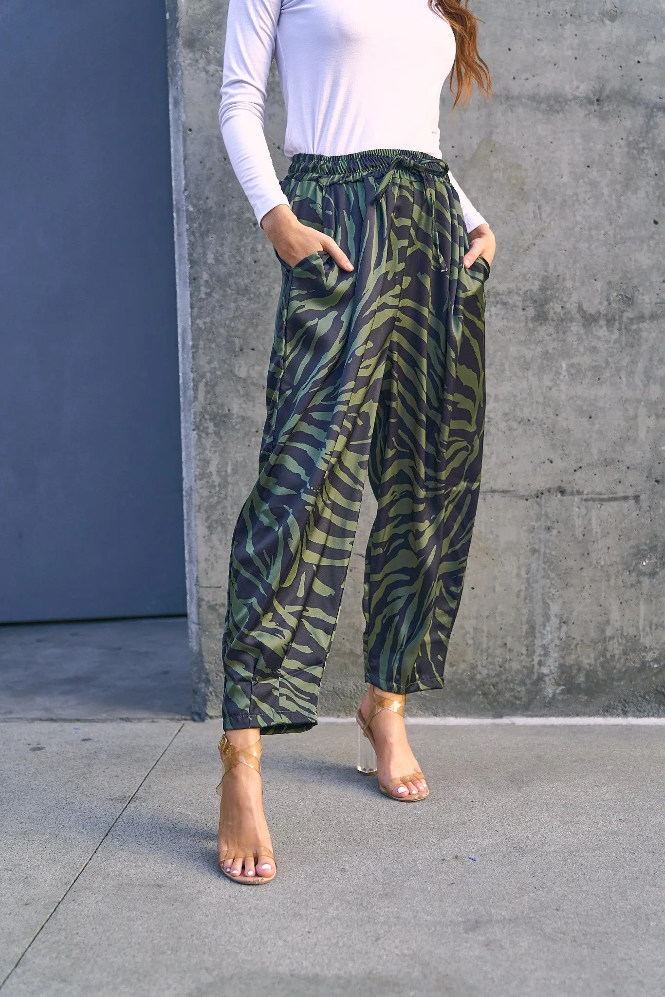 Animal Print Satin Pants