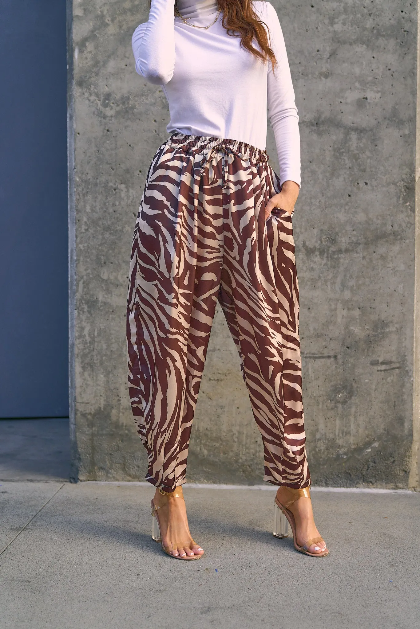 Animal Print Satin Pants