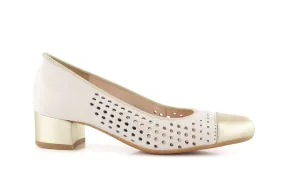 Ara - Nizza Heeled Pump Cream & Gold