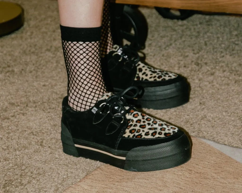 Black & Leopard Suede Platform Creeper Sneaker