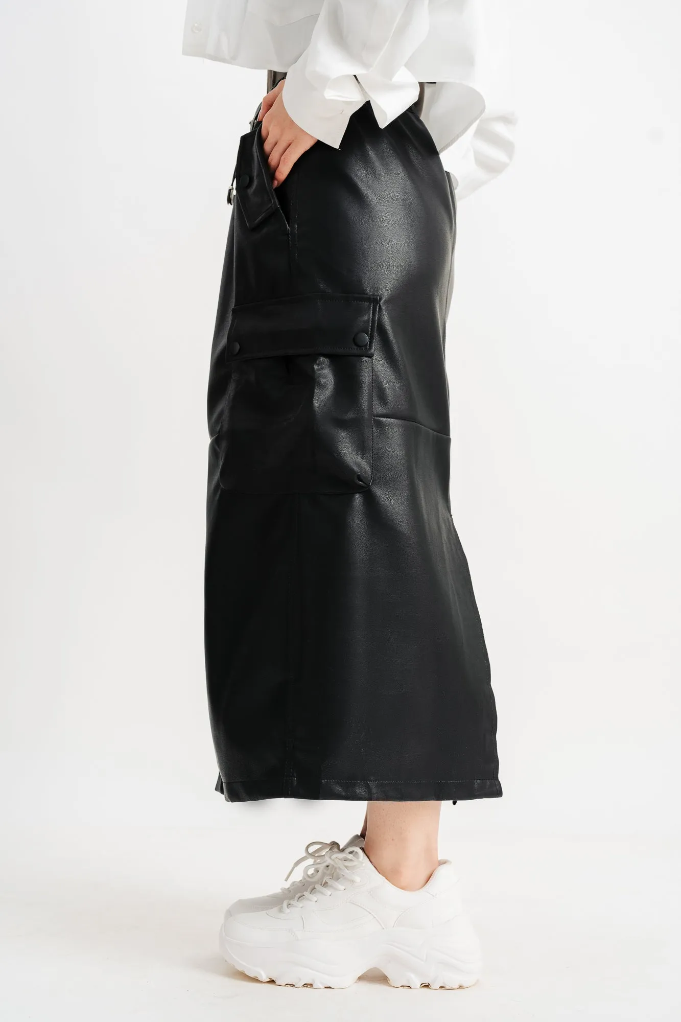 Black Cargo Pocket Skirt