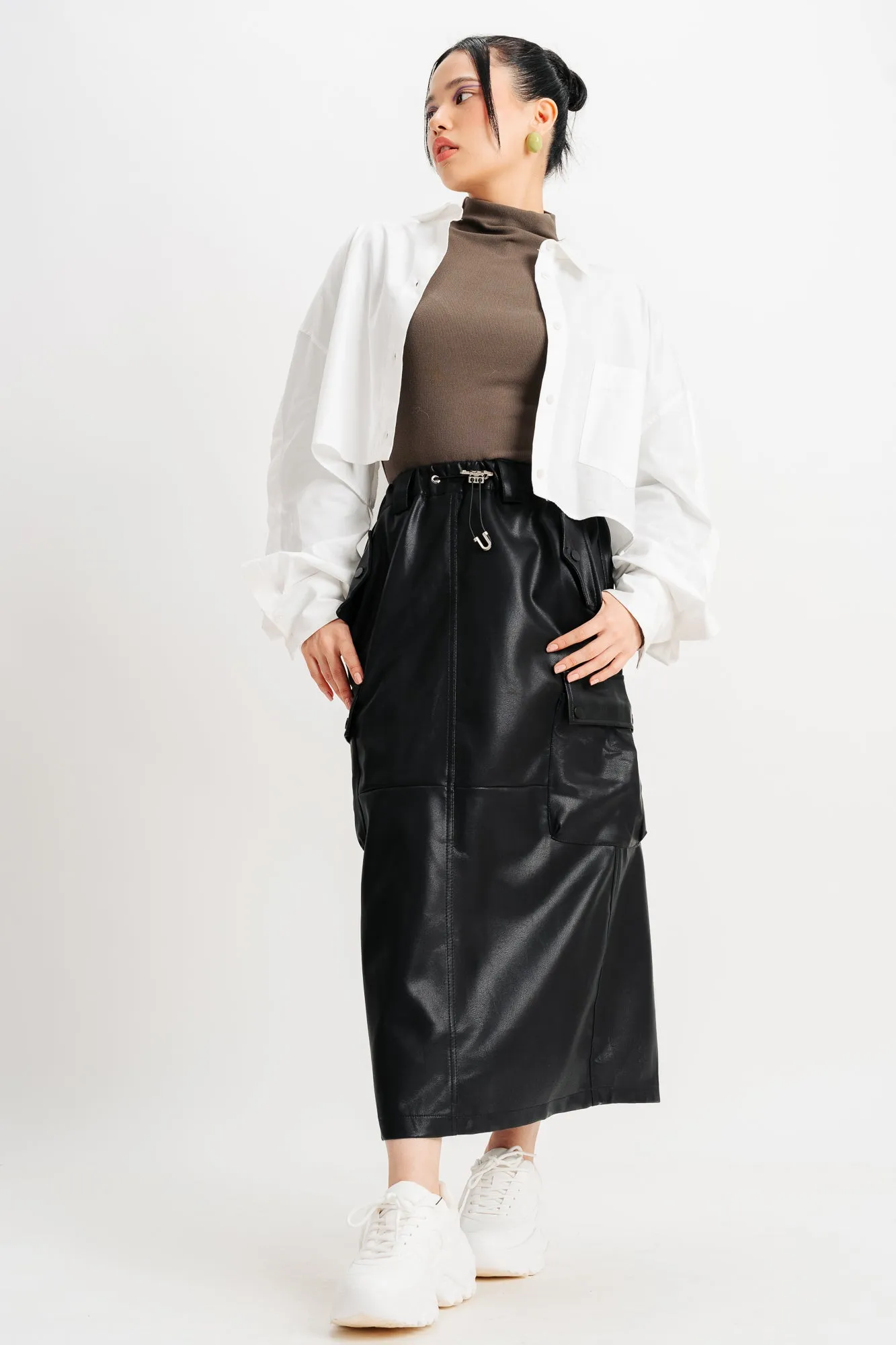 Black Cargo Pocket Skirt