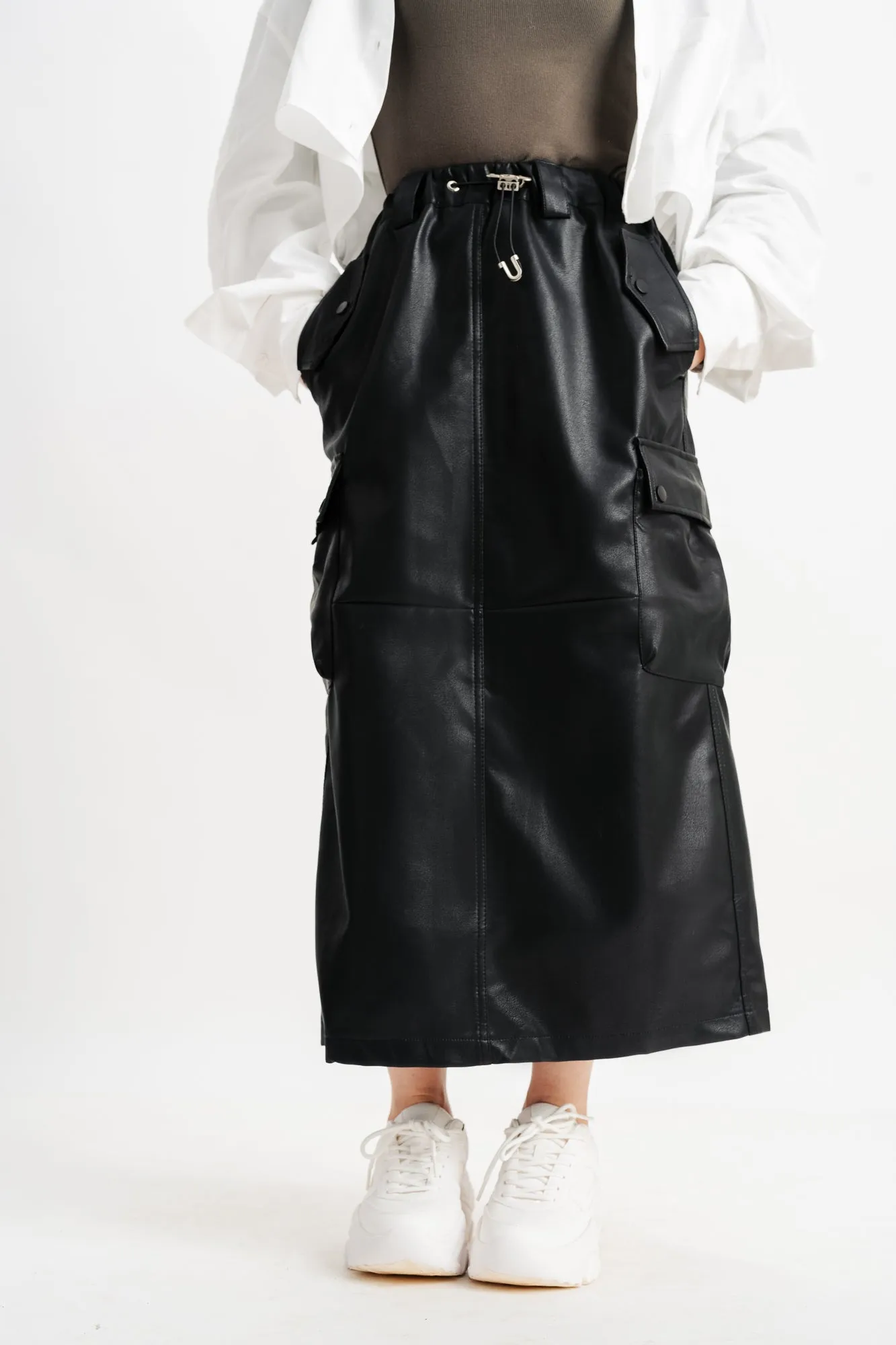 Black Cargo Pocket Skirt