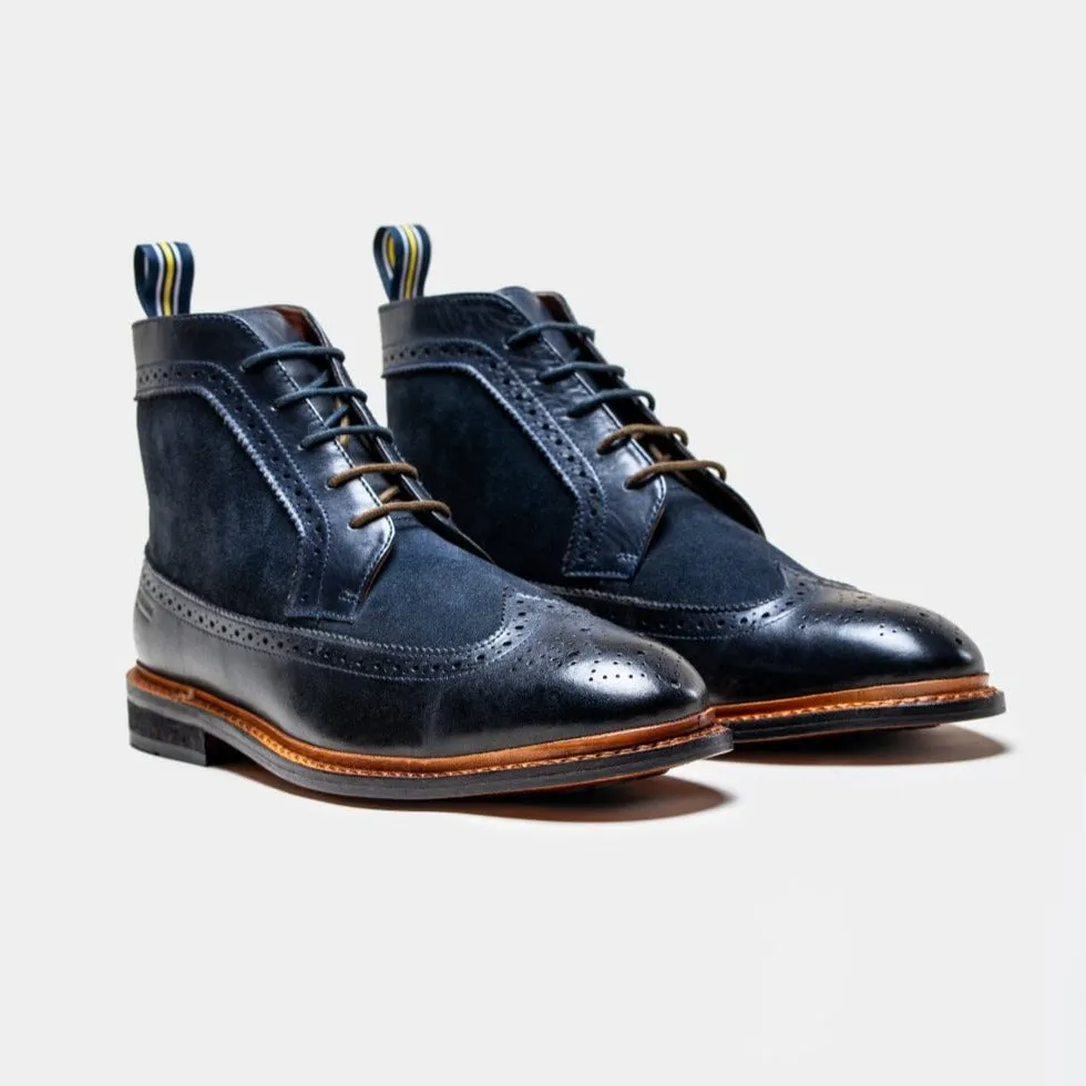 Bosworth Navy Brogue Boots