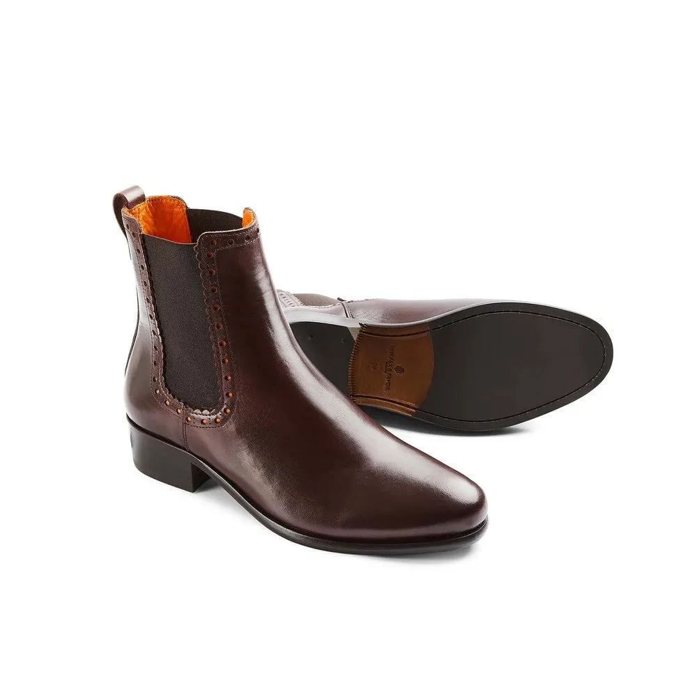 Brogued Chelsea Ankle Boots - Mahogany