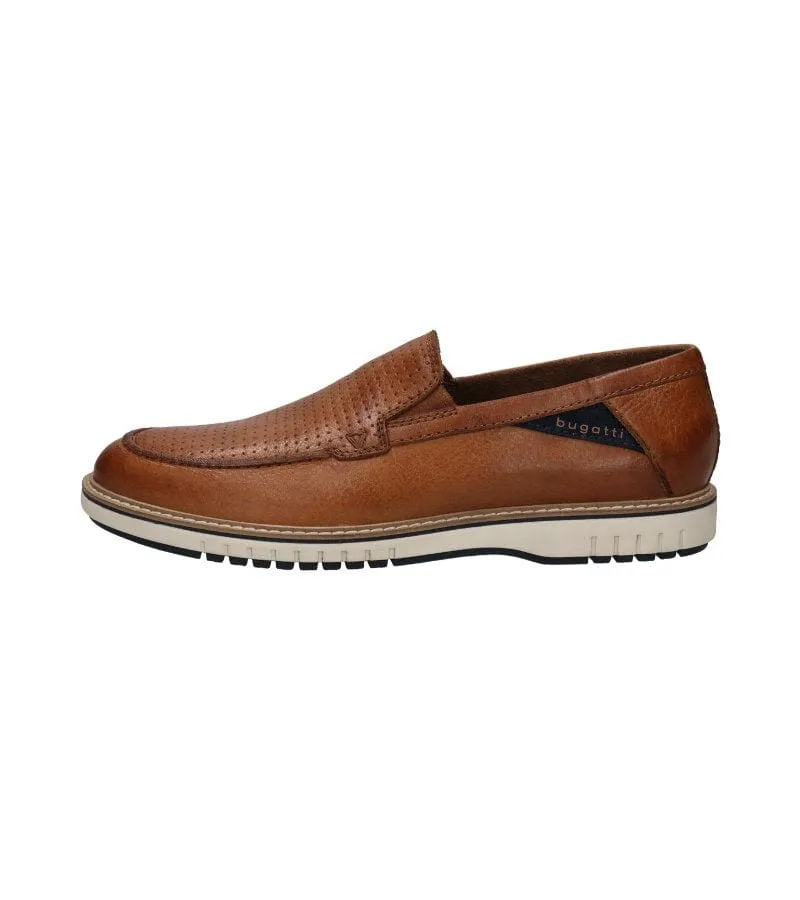 Bugatti Mens Slip On Leather Tan Casual Shoe Makori - 331-AIC61