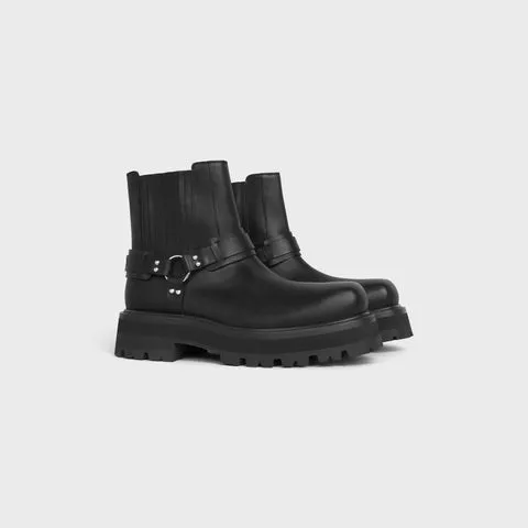 Stylish Black Celine Biker Chelsea Boots in Luxury Calfskin Leather