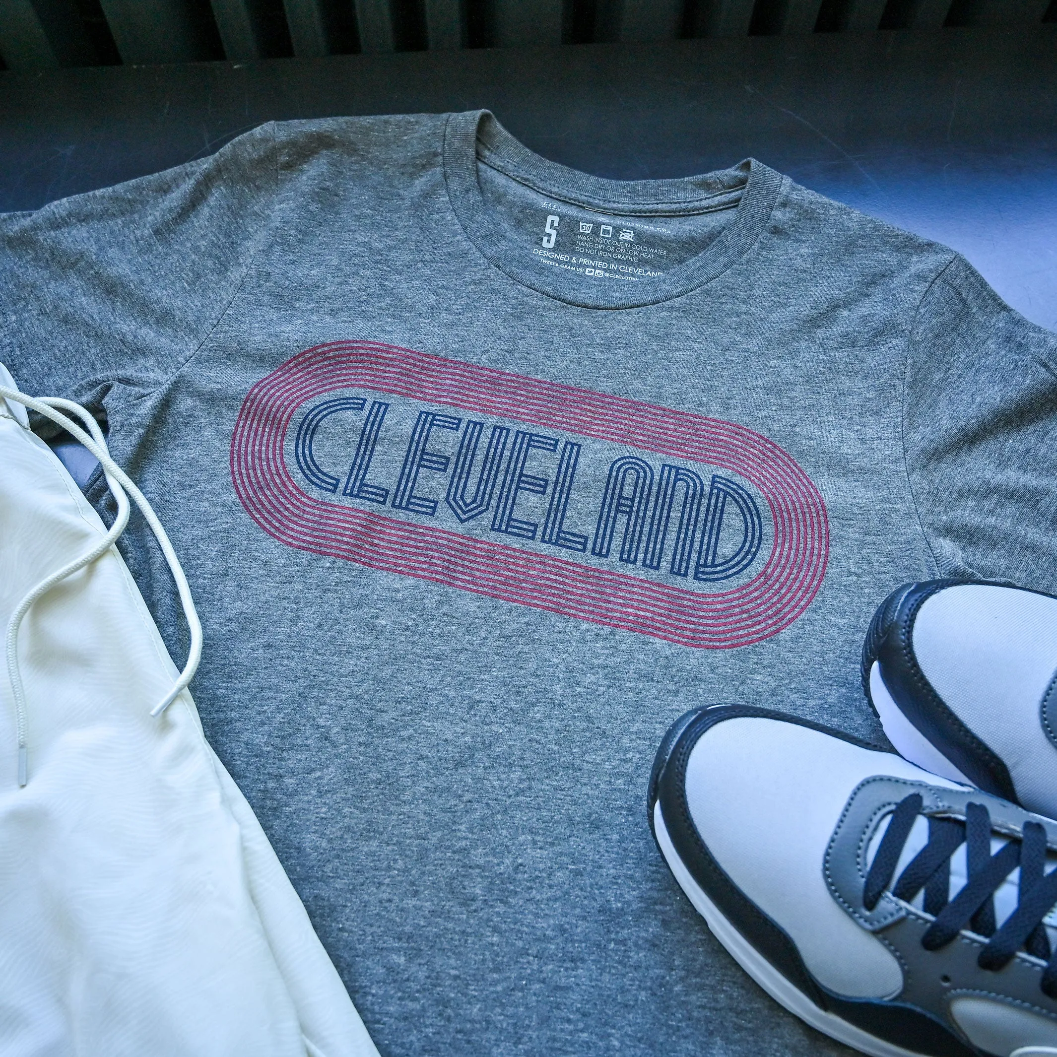 Cleveland Track, Grey - Unisex Crew T-Shirt