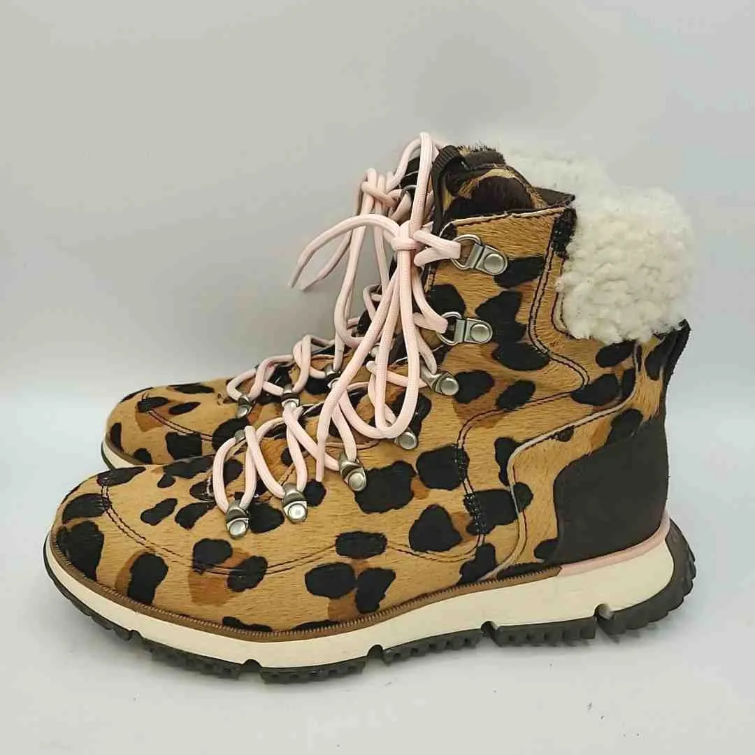 COLE HAAN Brown Tan Animal Print Hiking Boot Shoe Size 6 Boots