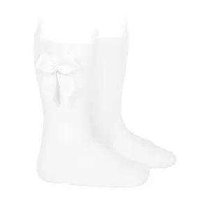 Condor Knee Sock with Side Bow - White