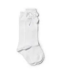 Condor Knee Sock with Side Bow - White