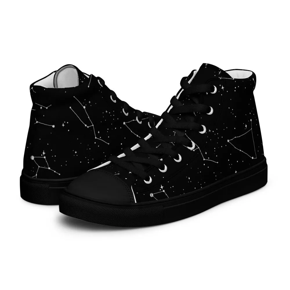 Constellation Women’s High Top Shoes - Cosmic Vegan Sneakers - Comfortable Goth Trainers - Witchy Astrology Fashion