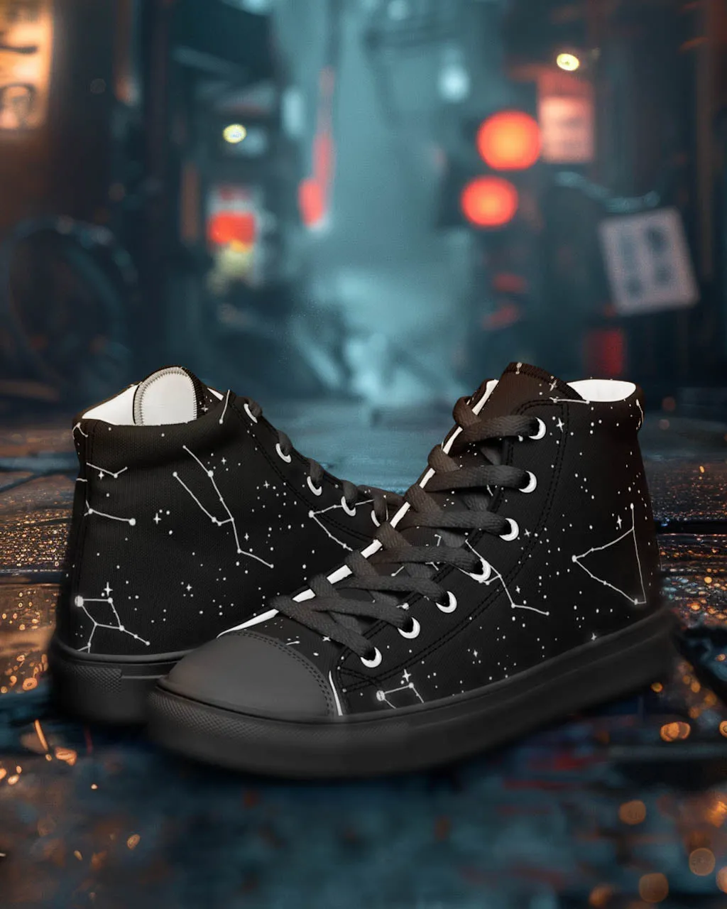 Constellation Women’s High Top Shoes - Cosmic Vegan Sneakers - Comfortable Goth Trainers - Witchy Astrology Fashion