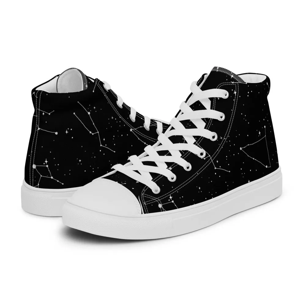 Constellation Women’s High Top Shoes - Cosmic Vegan Sneakers - Comfortable Goth Trainers - Witchy Astrology Fashion