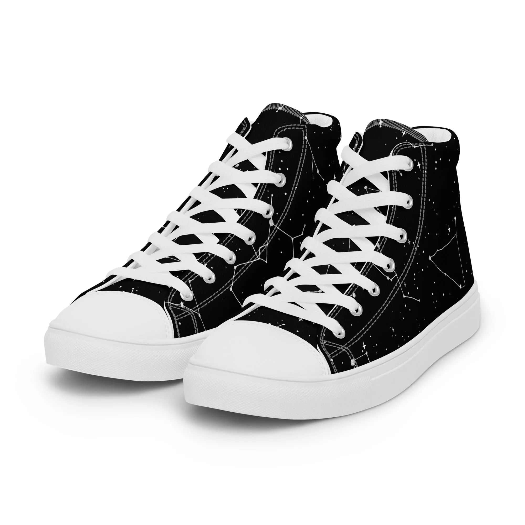 Constellation Women’s High Top Shoes - Cosmic Vegan Sneakers - Comfortable Goth Trainers - Witchy Astrology Fashion