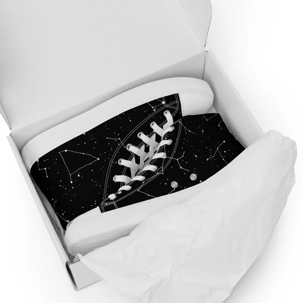 Constellation Women’s High Top Shoes - Cosmic Vegan Sneakers - Comfortable Goth Trainers - Witchy Astrology Fashion