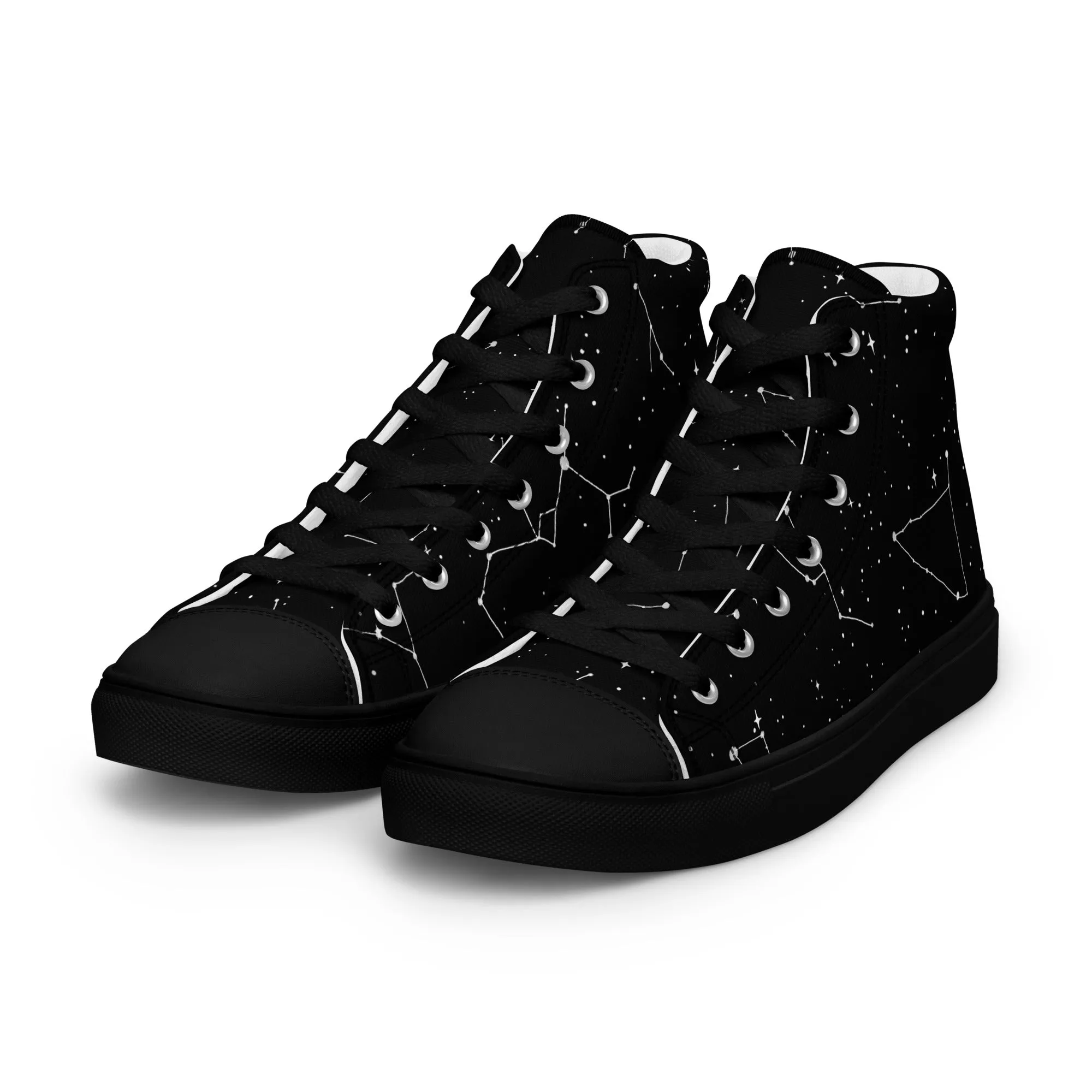 Constellation Women’s High Top Shoes - Cosmic Vegan Sneakers - Comfortable Goth Trainers - Witchy Astrology Fashion