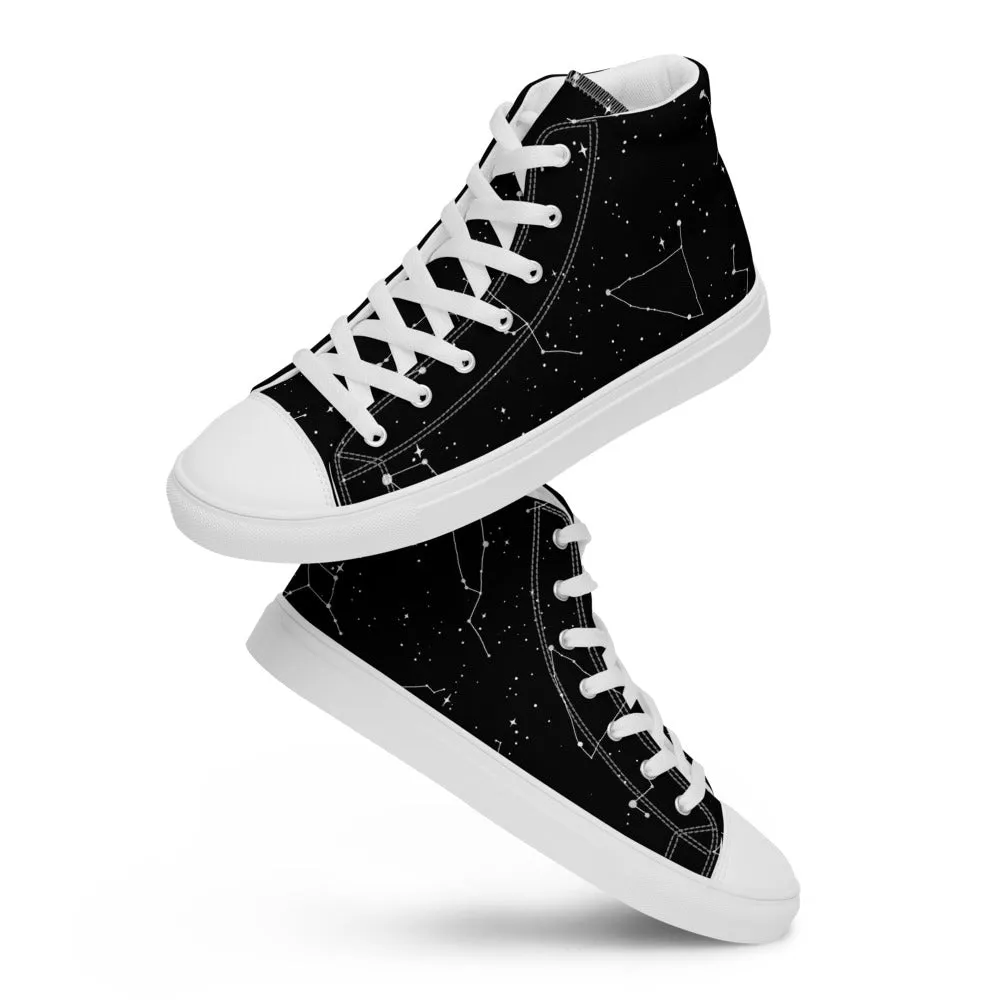 Constellation Women’s High Top Shoes - Cosmic Vegan Sneakers - Comfortable Goth Trainers - Witchy Astrology Fashion