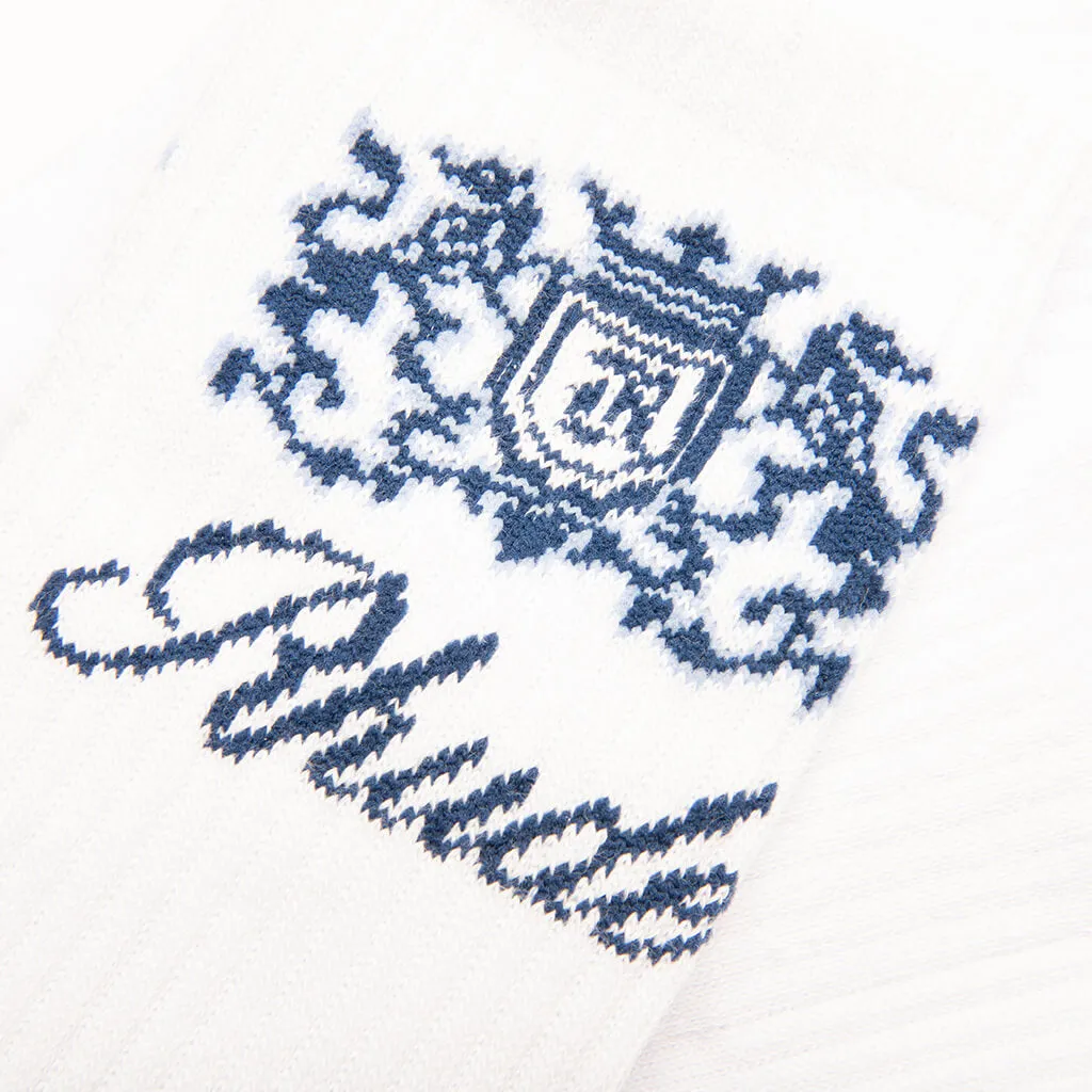 Crest Sock - White/Sky Blue/Navy