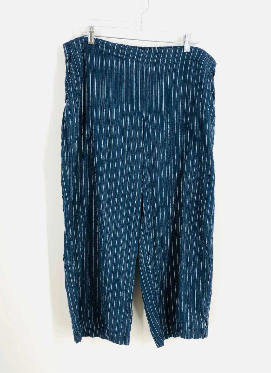 Eileen Fisher Size 1X Navy/White Stripe Linen Pants Pants-Plus