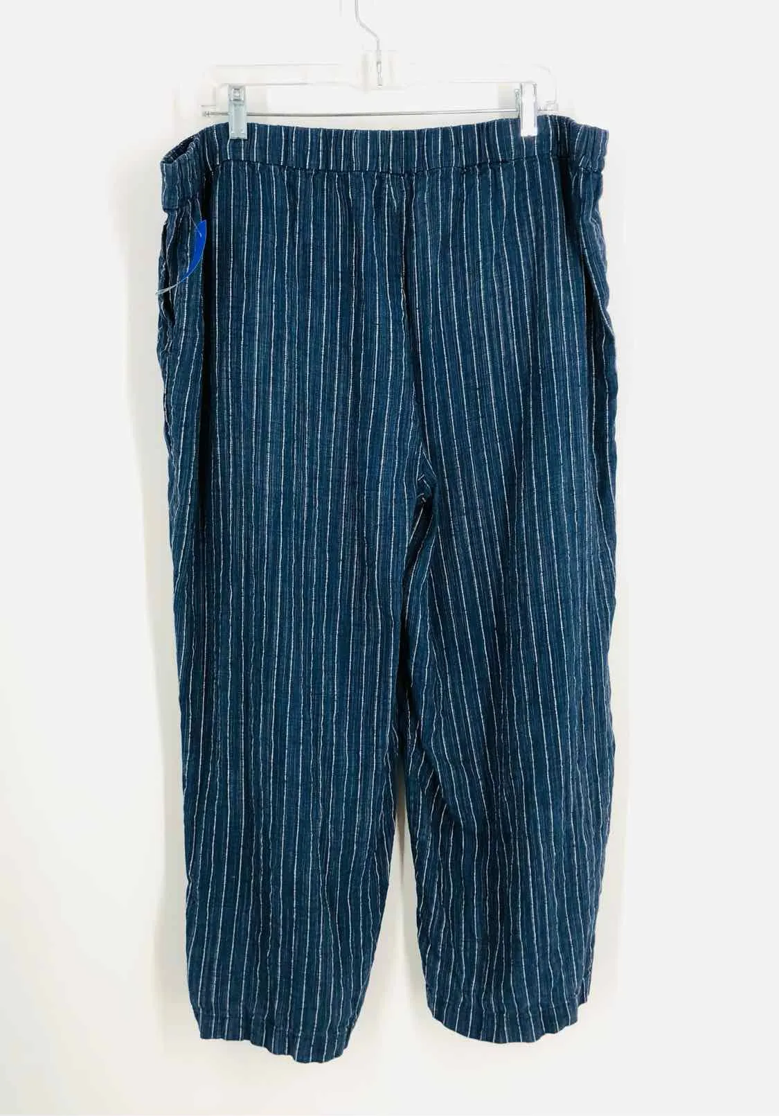 Eileen Fisher Size 1X Navy/White Stripe Linen Pants Pants-Plus