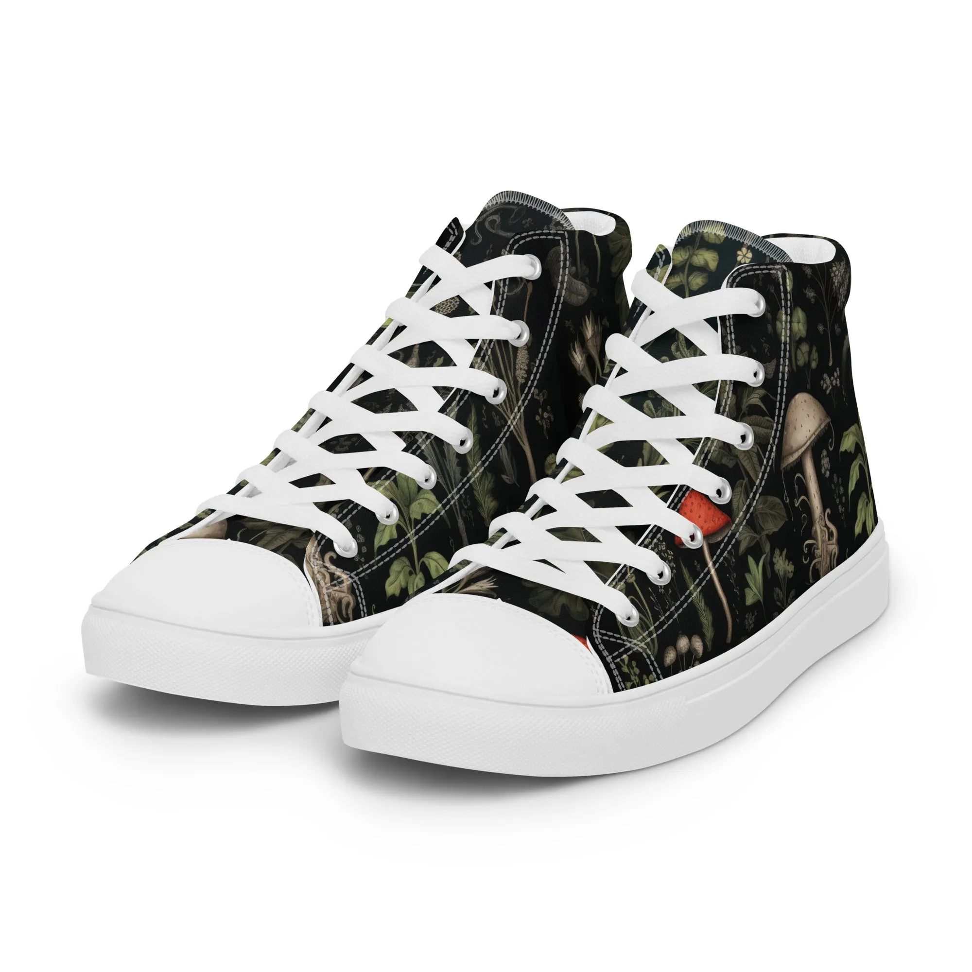 Foraging Women’s High Top Shoes - Botanical Vegan Sneakers - Comfortable Goth Trainers - Witchy Grunge Dark Academia